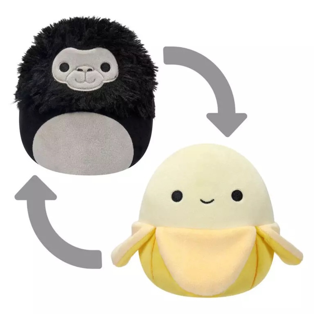 Nwt 🍌 🦍 5" Flip-a-mallows Junie Yellow Banana/Aron - Black Gorilla Squishmallow
